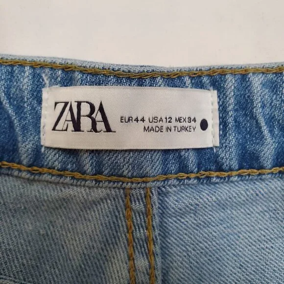Zara Caia Relaxed Fit Front Pleat Wide Leg High Waist Jeans SZ 12 - Picture 9 of 9